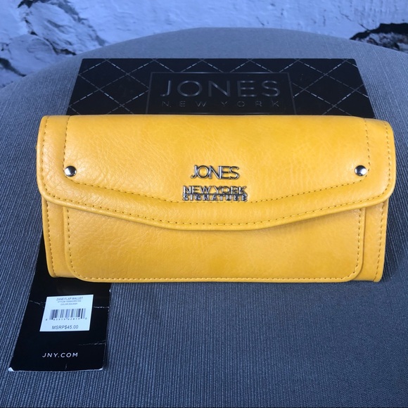 Jones New York Handbags - Jones New York faux leather wallet yellow/gold